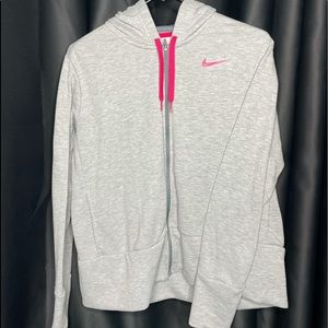 nike zip up grey and pink sweatshirt